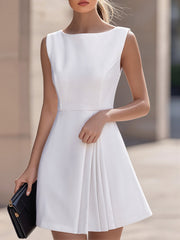 Elegant Pleated A-Line Party Skater - Mini Dress