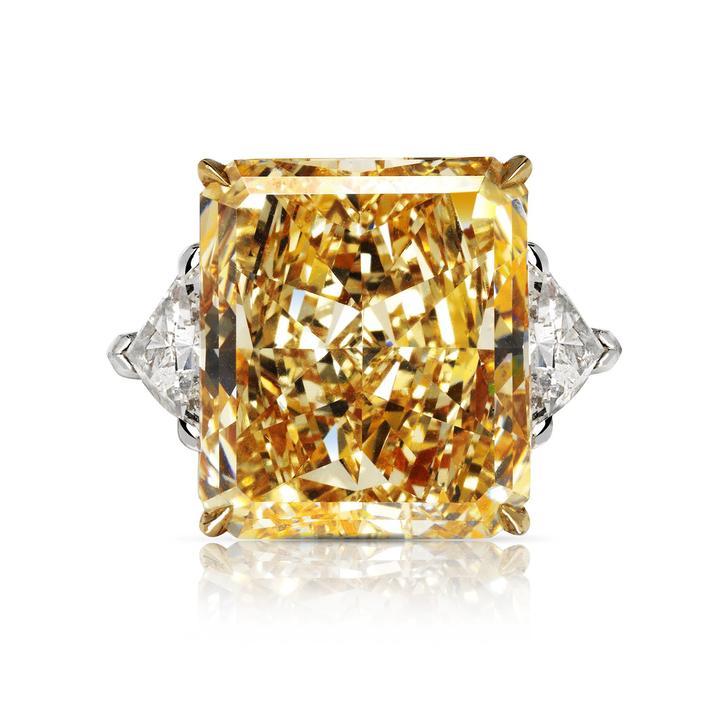 Radiant Cut Fancy Yellow Engagement Ring Shineofidamond