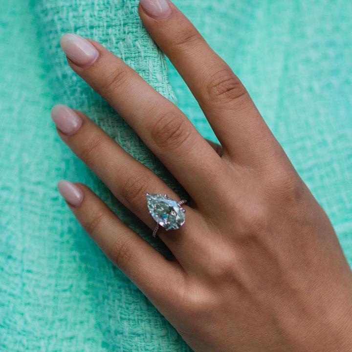 Pear Cut Sterling Silver Solitaire Engagement Ring shineofdiamond