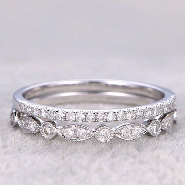 Half Eternity Stackable Wedding Band In Sterling Silver Shineofidamond