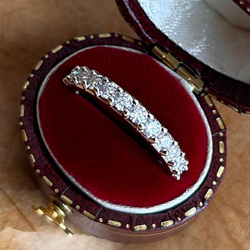 Half Eternity Moissanite Sterling Silver Wedding Band shineofdiamond