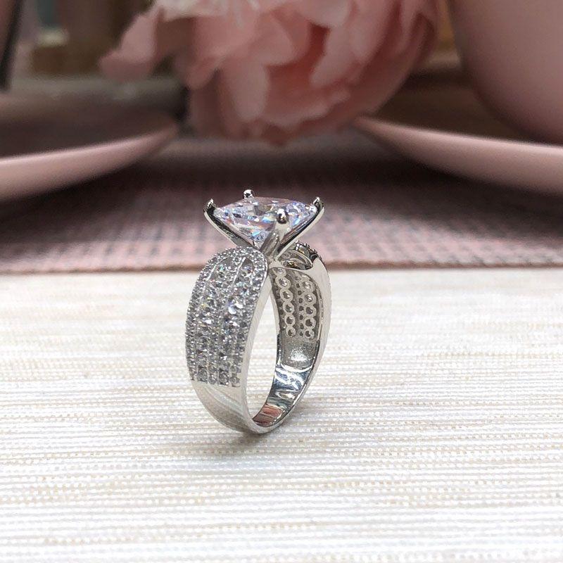 Princess Cut Engagement Ring in Sterling Silver Shineofdiamond