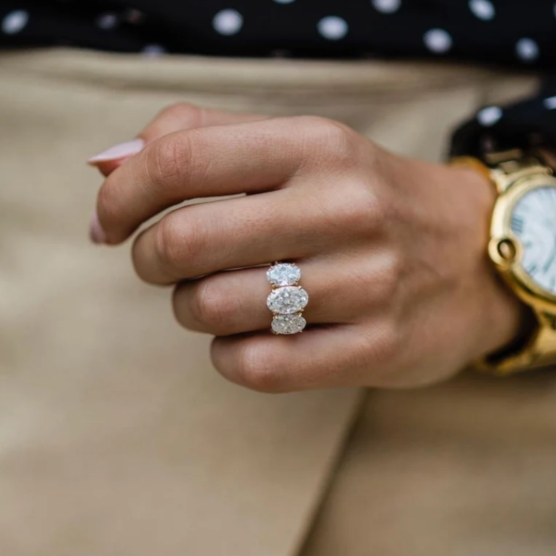 Three Stone Oval Cut Engagement Ring Anniversary Ring in Sterling Silver shineofdiamond