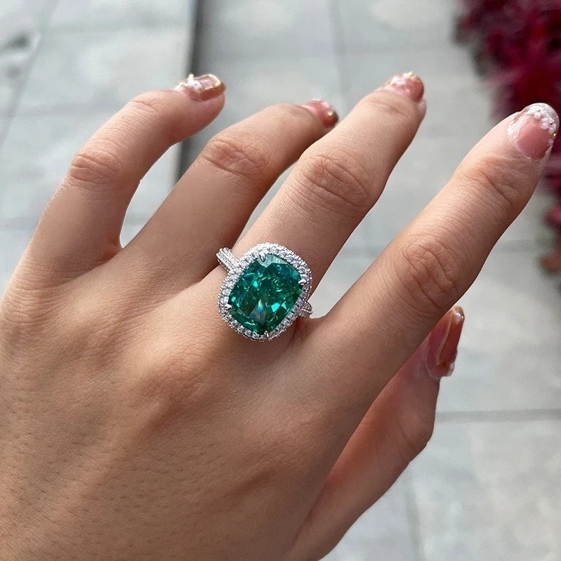 Gorgeous Halo Cushion Cut Paraiba Tourmaline Engagement Ring Shineofdiamond