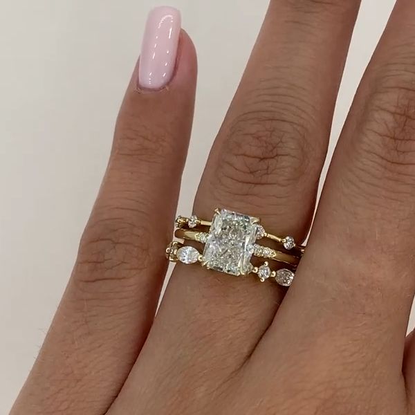 "Dreamy Wedding" Radiant Cut Sterling Silver Bridal Set With Round & Marquise Design shineofdiamond