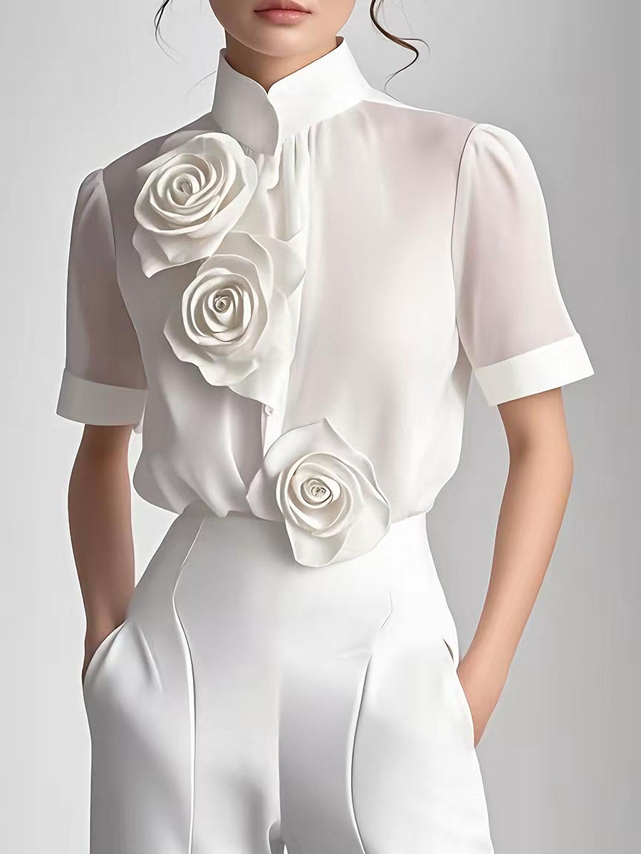 Embellished Floral Elegance - Blouse