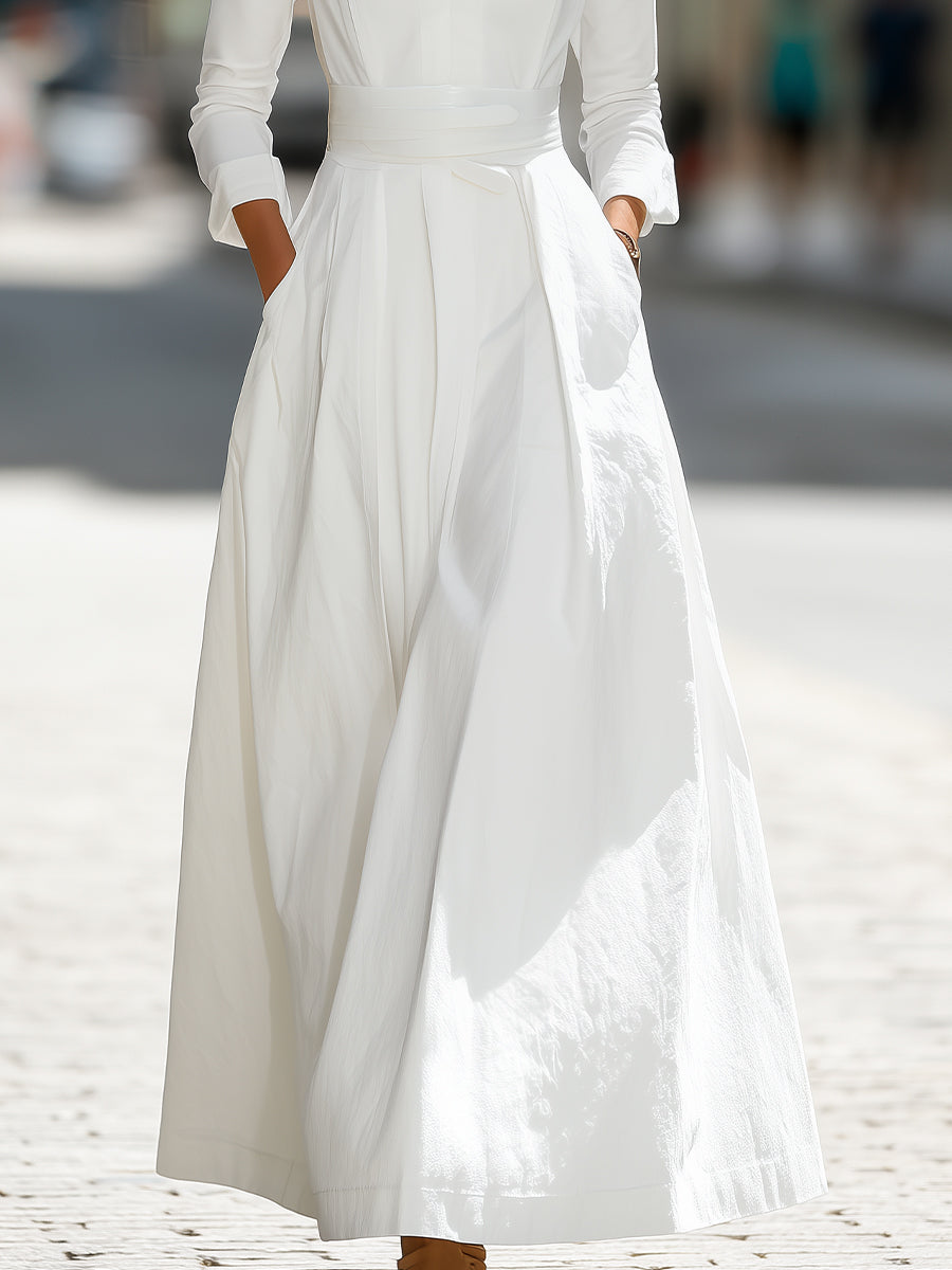 White Structured Longline Tailored Fit - Maxi Dress