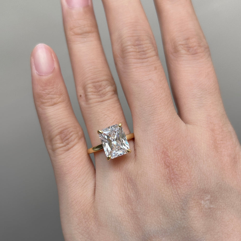 Radiant Cut Engagement Ring In Sterling Silver Shineofdiamond