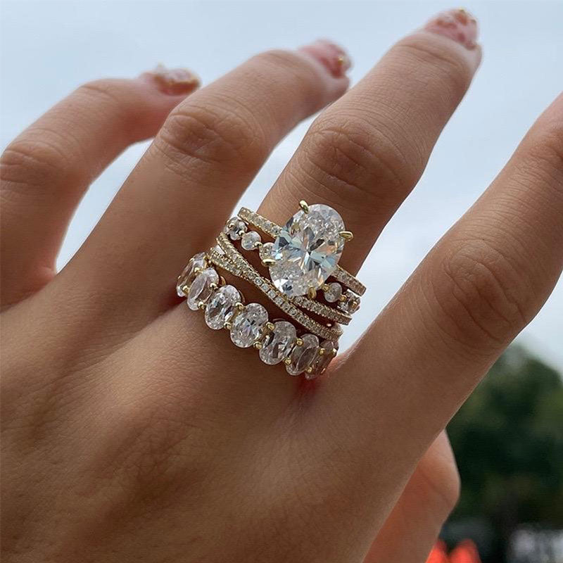 Wedding 4PC Stunning Golden Tone Bridal Set For Women In Sterling Silver Shineofdiamond