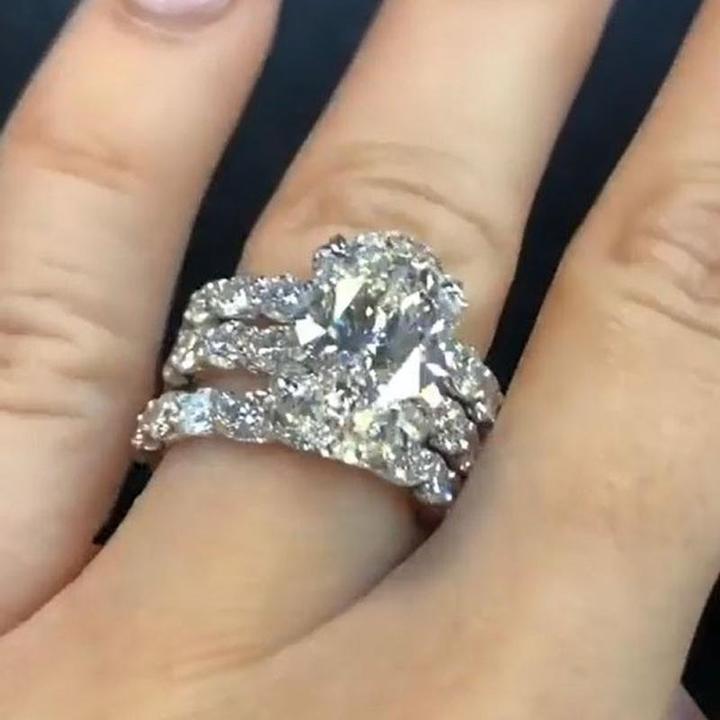 9.0CT 3pcs Oval Cut Bridal Set in Sterling Silver Shineofdiamond