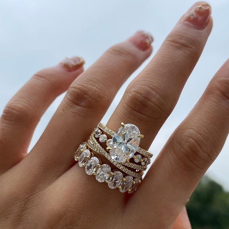 Wedding 4PC Stunning Golden Tone Bridal Set For Women In Sterling Silver Shineofdiamond