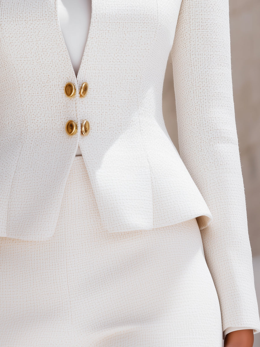 Women's Sculpted Stand-Collar With Gold Buttons - Tailored Blazer