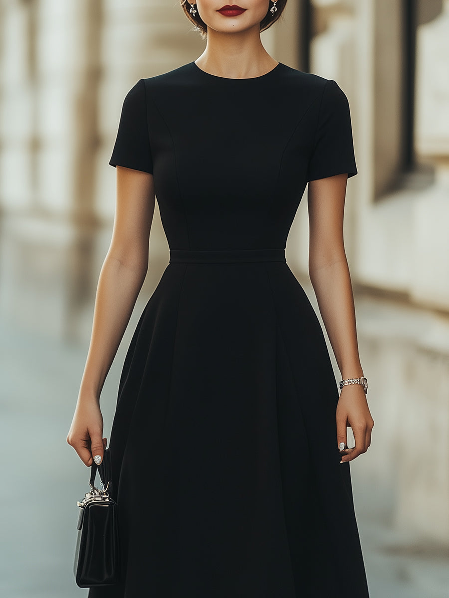 Classic Elegant A-Line Flared Silhouette - Midi Dress
