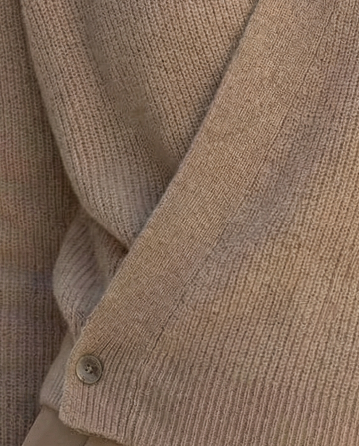 Taupe Draped Wrap Knit Top - Sweater