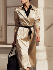 Luxe Satin Belted Women's Trench Coat - Trench Coat