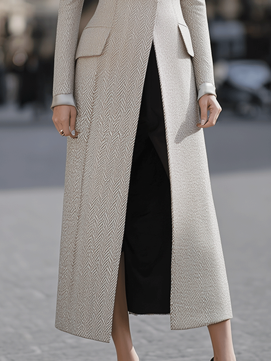 Tailored Herringbone Longline - Coat