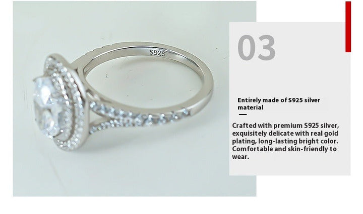 Classic Oval Double Halo Engagement Ring in Sterling Silver Shine of Diamond