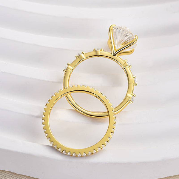 Yellow Gold Tone Oval Cut Wedding Bridal Set In Sterling Silver Shineofdiamond