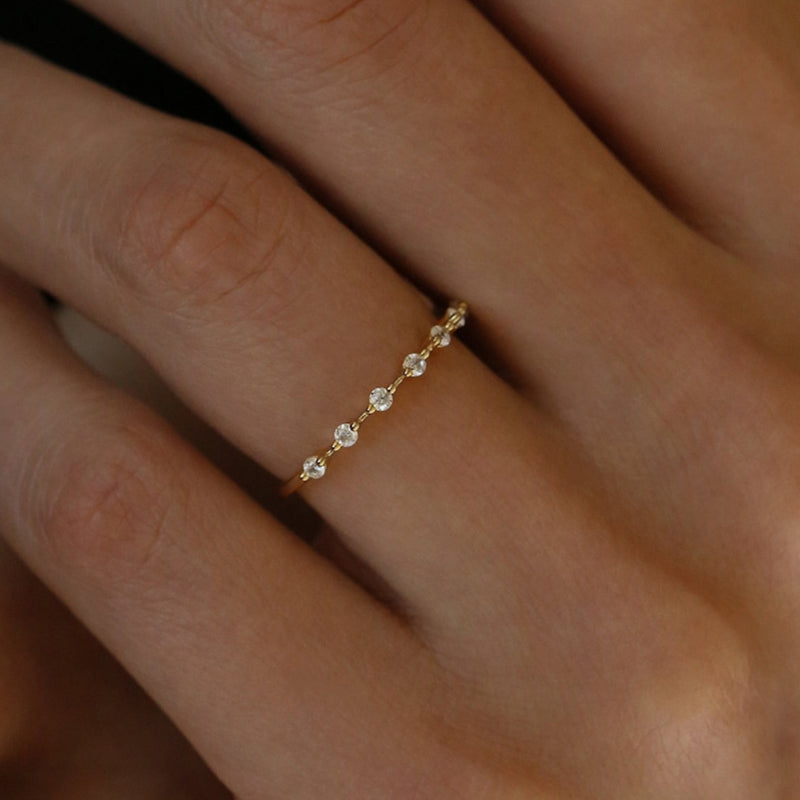 Simple Design Stackable Engagement Band in Sterling Silver for Women Shine of Diamond