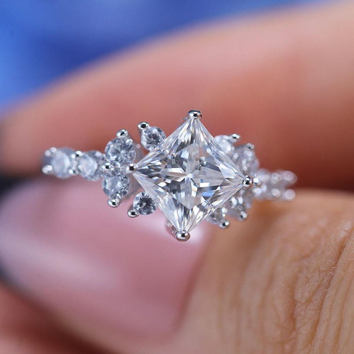 ShineofDiamond Retro Design Princess Cut Moissanite Ring Shine of Diamond