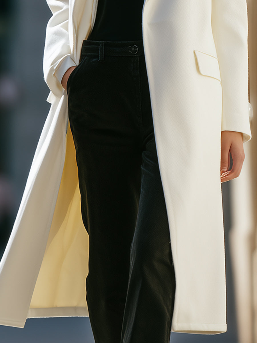 Timeless White Wool Longline - Long Coat