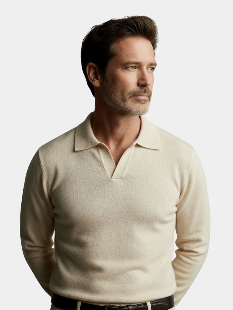 Essential V-Neck Polo Sweater - Casa  Laro CASA LARO