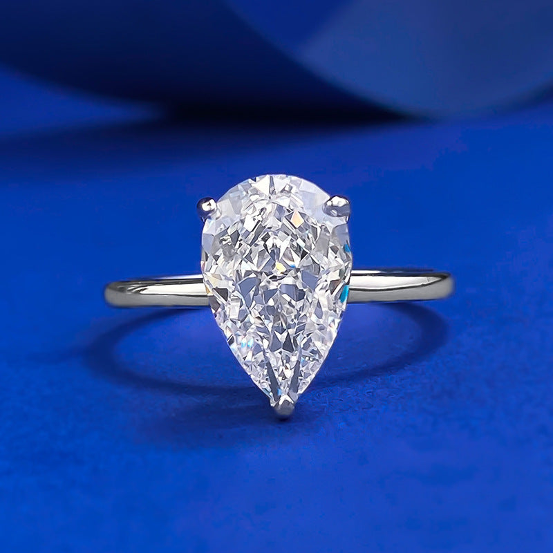 Gorgeous Pear Cut Sterling Silver Engagement Ring Shineofdiamond