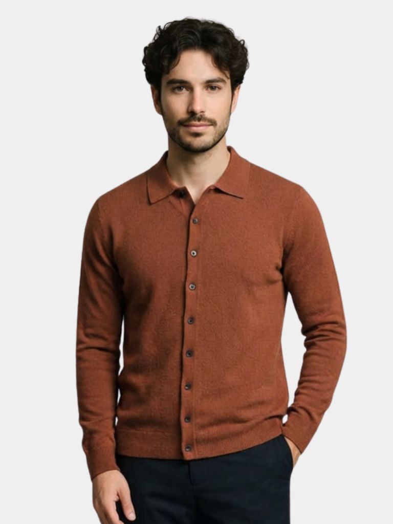 100% Cashmere Polo Cardigan - Casa  Laro CASA LARO