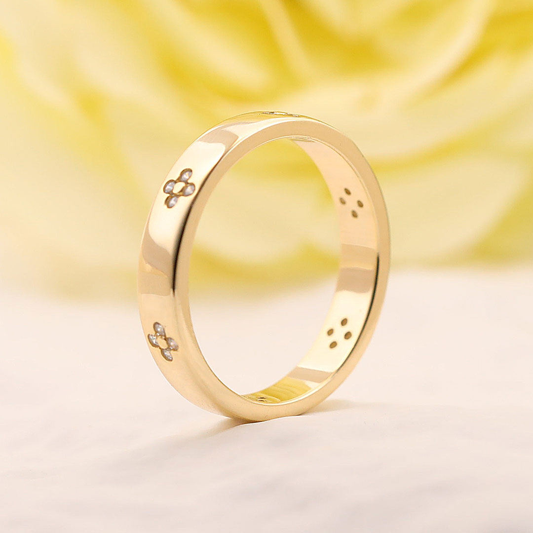 Golden Tone Art Carved Wedding Band shineofdiamond