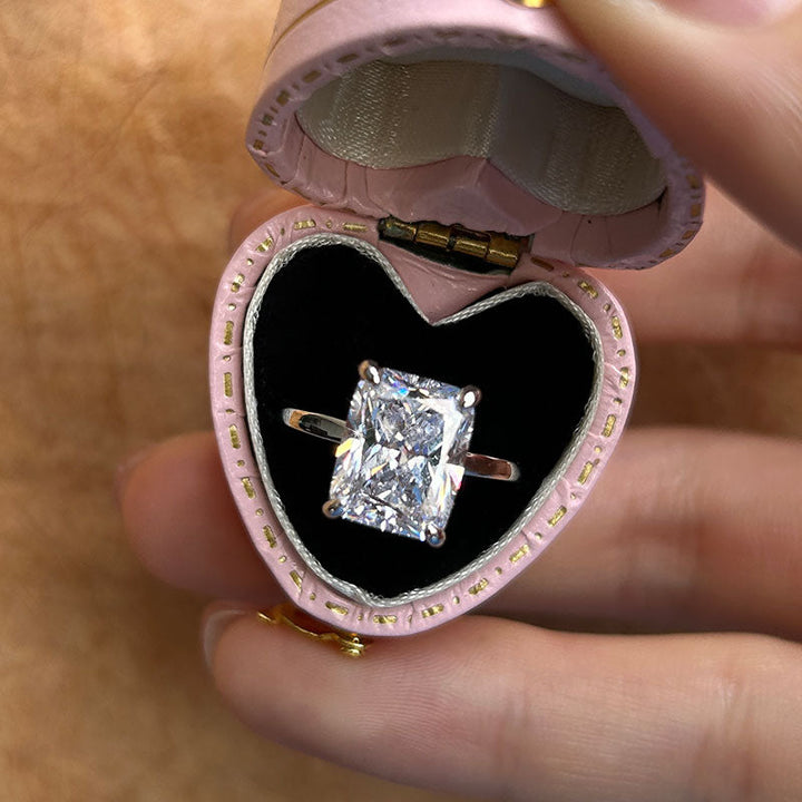 Radiant Cut Moissanite Sterling Silver Engagement Ring shineofdiamond