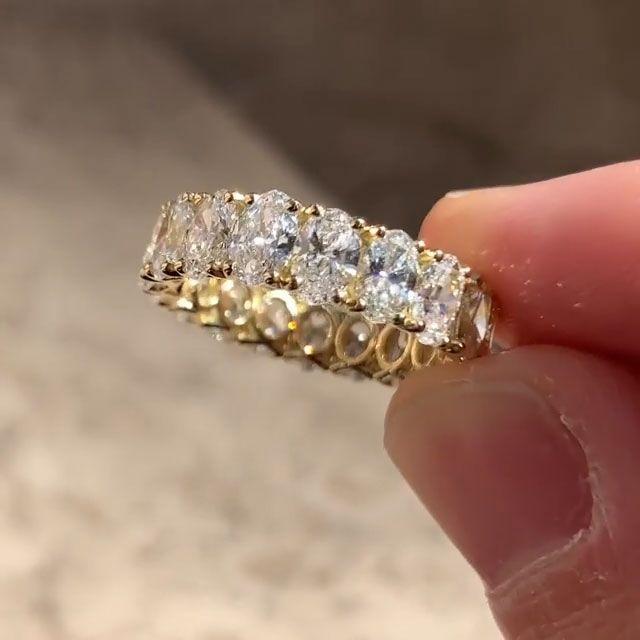 Oval Cut Eternity Anniversary Wedding Band Shineofdiamond