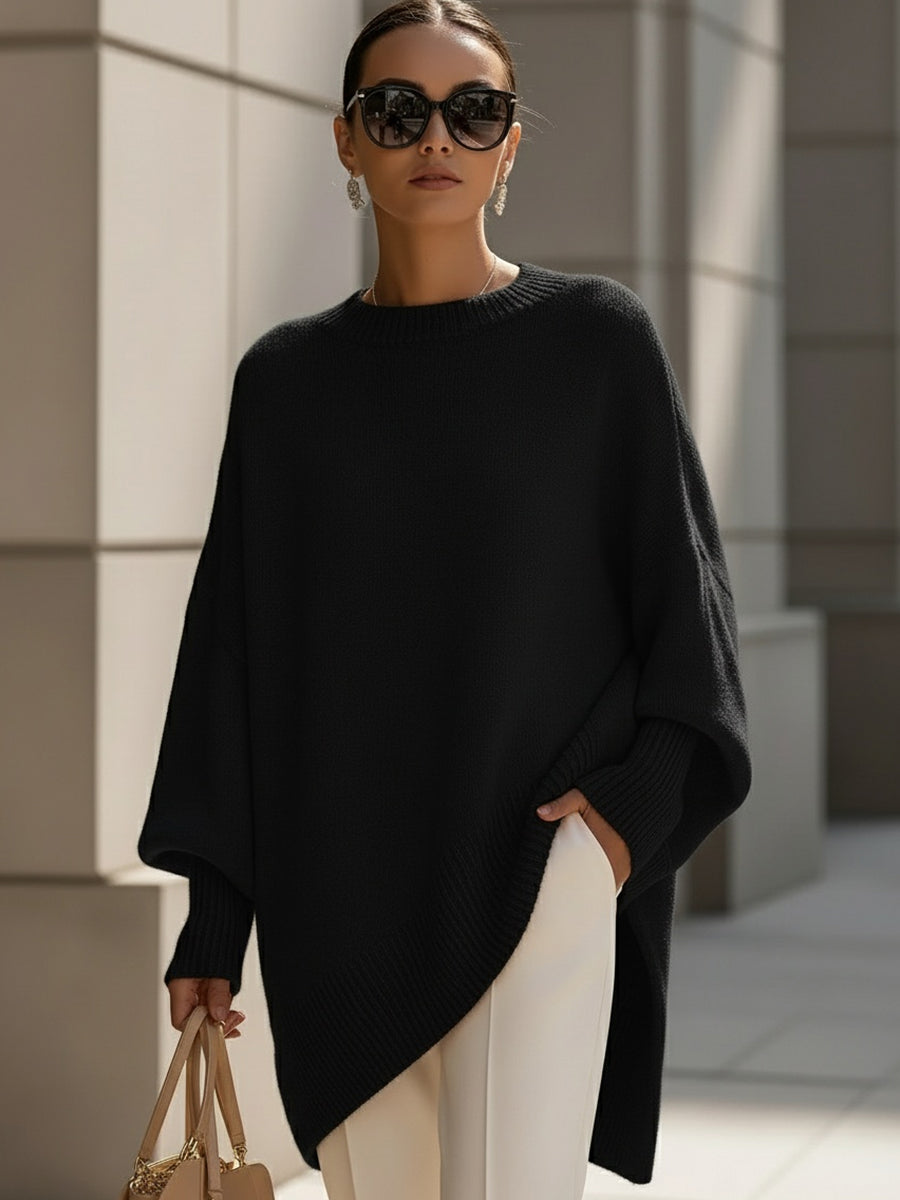 Cozy Chunky Knit Poncho - Oversized Sweater