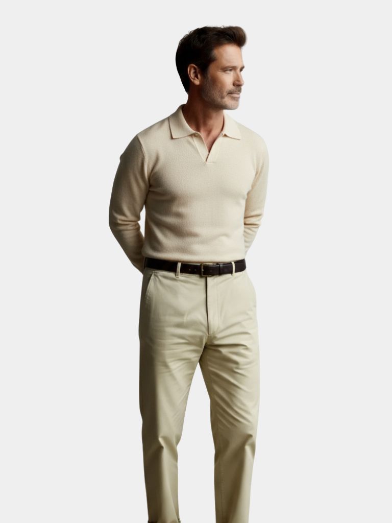 Essential V-Neck Polo Sweater - Casa  Laro CASA LARO