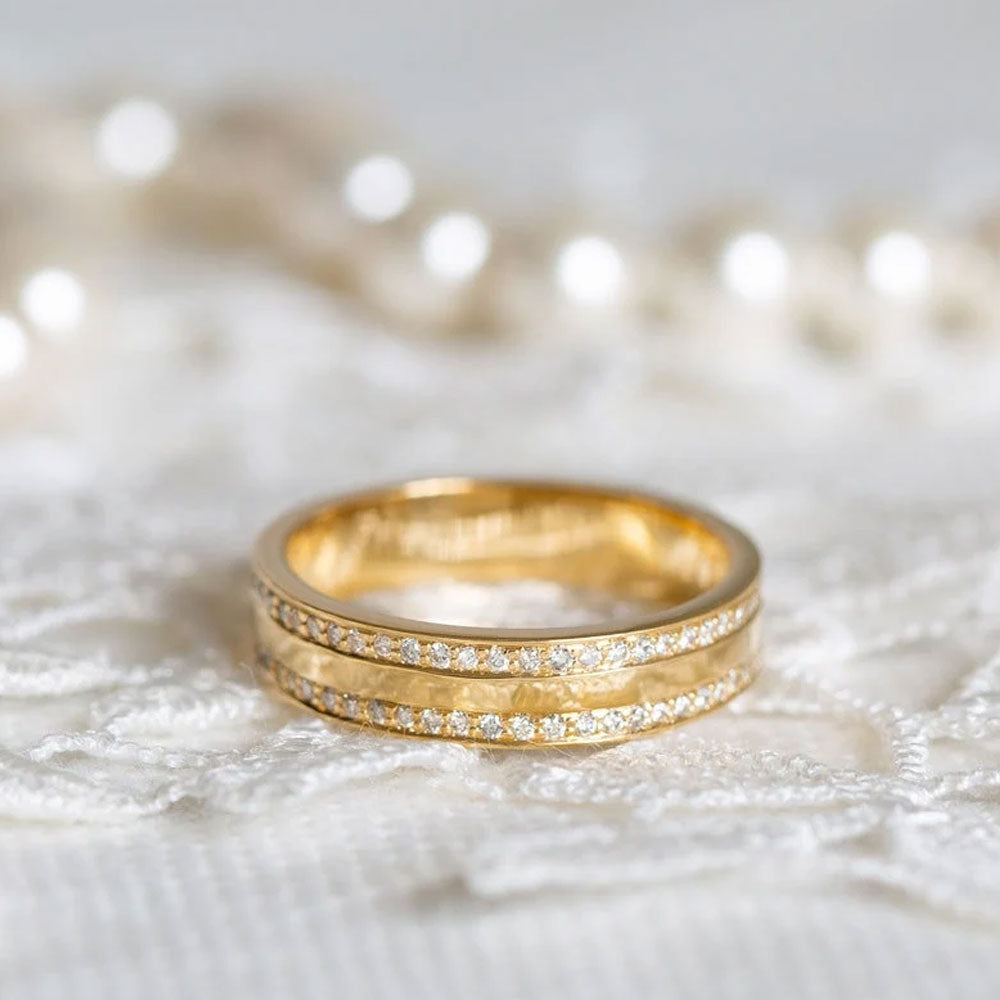 Classic 4mm Golden Tone Wedding Band In Sterling Silver Shineofdiamond