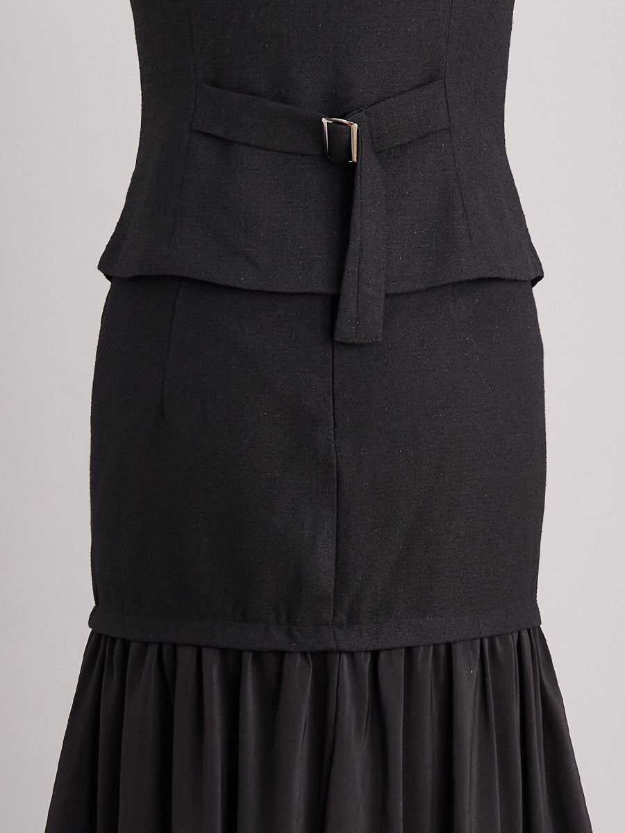 Pearl Button Vest And Maxi Skirt Two-Piece Set HWT