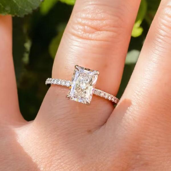 4PCS Radiant Cut Ring With Baguette & Pear Band Bridal Set in Sterling Silver Shineofdiamond