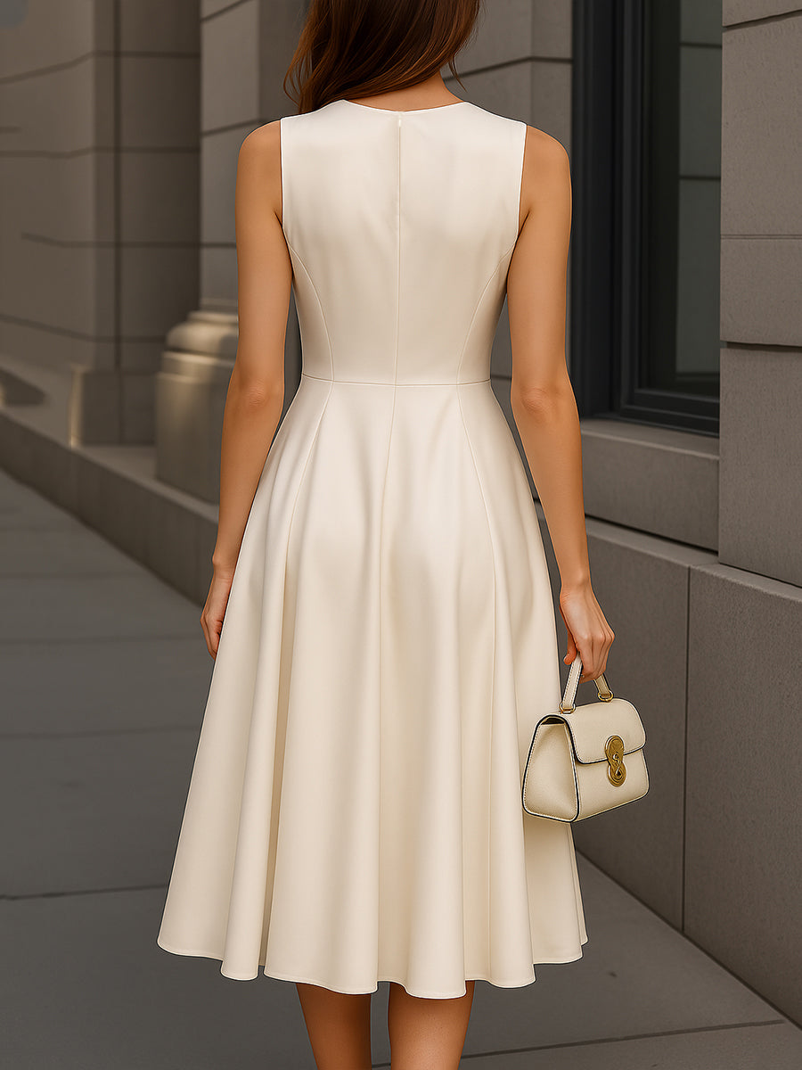 Elegant Sleeveless A-Line Silhouette - Midi Dress