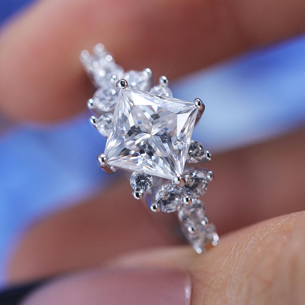 ShineofDiamond Retro Design Princess Cut Moissanite Ring Shine of Diamond
