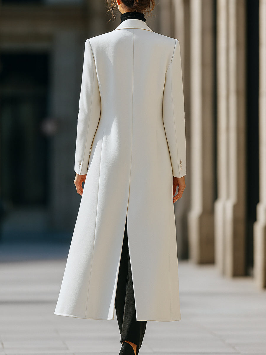 Timeless White Wool Longline - Long Coat
