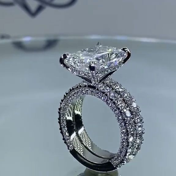 6.0ct Radiant Cut Half Eternity Bridal Set Shineofdiamond