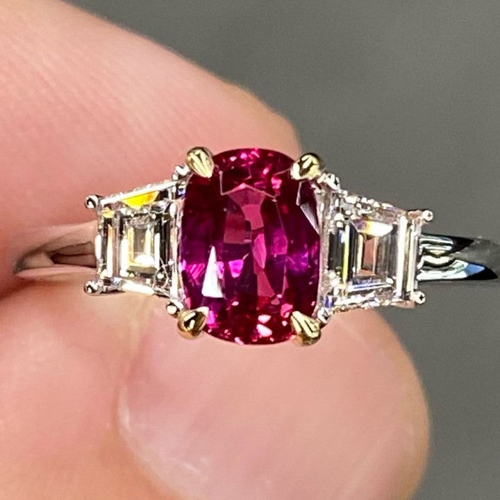 Ruby Cushion Cut Sterling Silver Engagement Ring Shineofdiamond