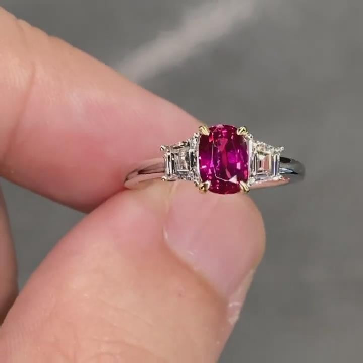 Ruby Cushion Cut Sterling Silver Engagement Ring Shineofdiamond