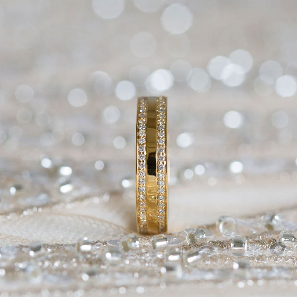 Classic 4mm Golden Tone Wedding Band In Sterling Silver Shineofdiamond