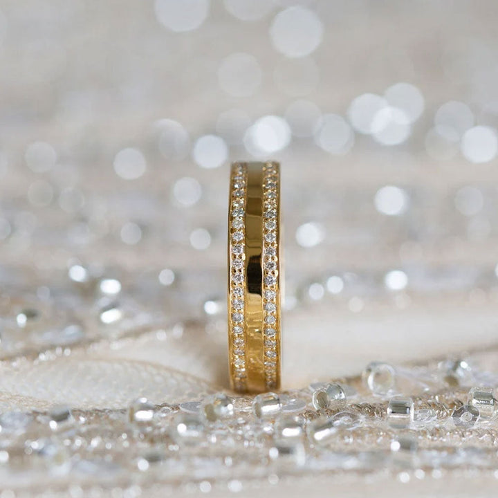 Classic 4mm Golden Tone Wedding Band In Sterling Silver Shineofdiamond