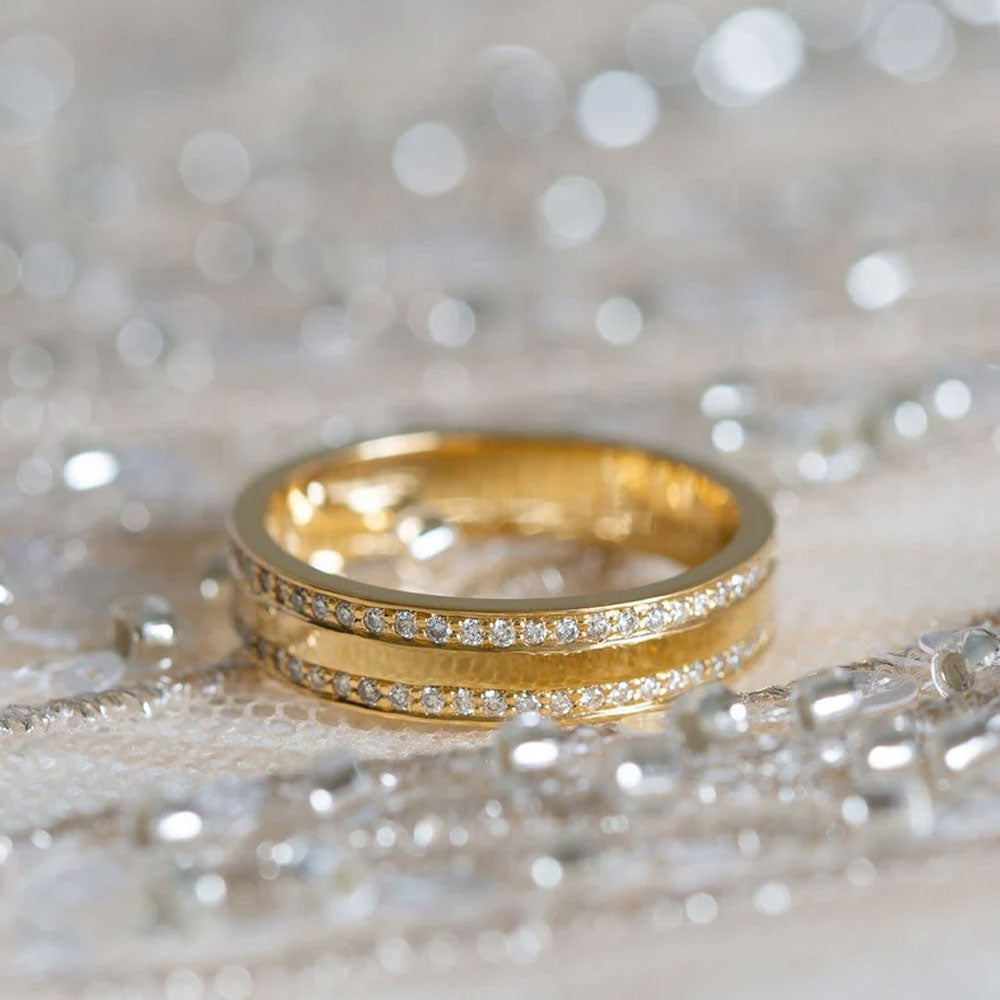 Classic 4mm Golden Tone Wedding Band In Sterling Silver Shineofdiamond