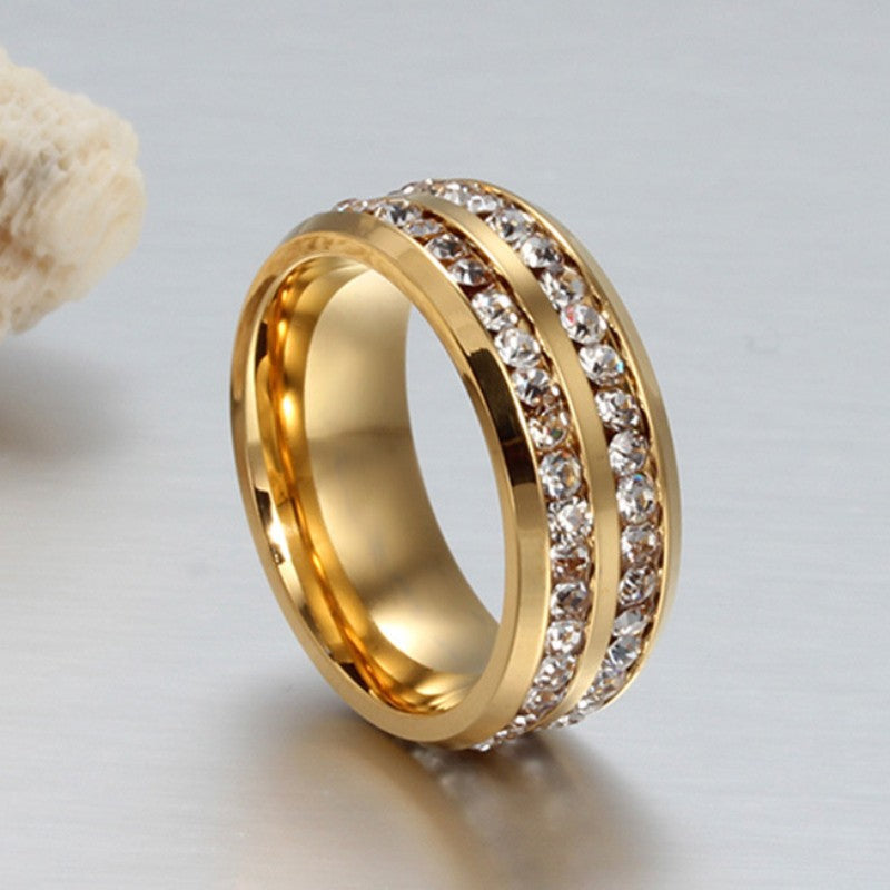 Round Cut White Sapphire Gold Titanium Wedding Band For Men Shineofidamond