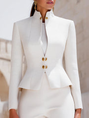 Women's Sculpted Stand-Collar With Gold Buttons - Tailored Blazer