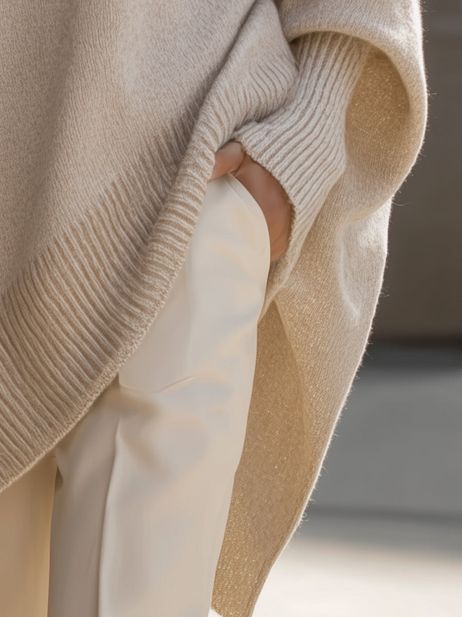 Cozy Chunky Knit Poncho - Oversized Sweater