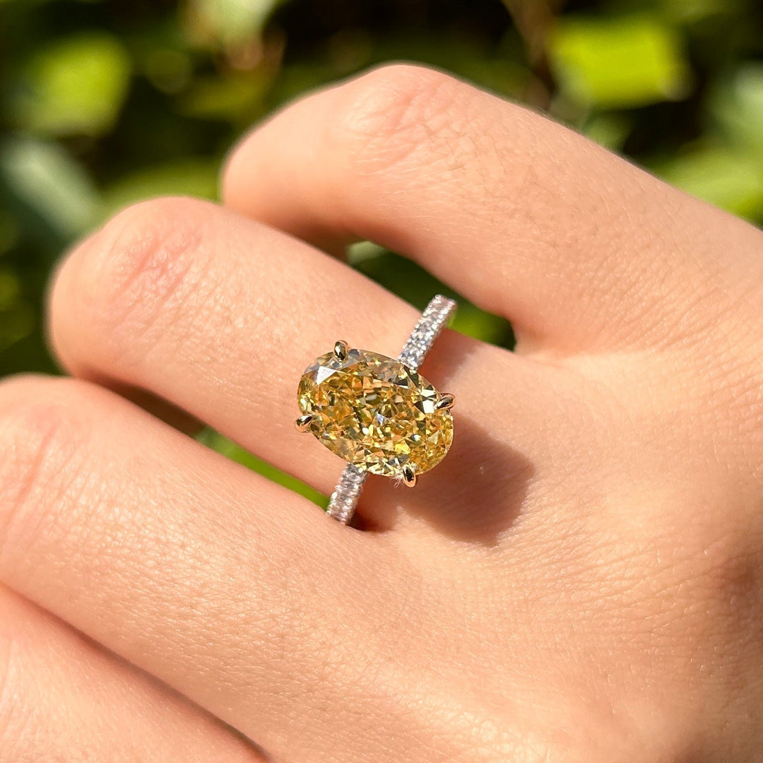 Stunning Yellow Oval Cut Sterling Silver Engagament Ring For Women Carly Jewelry