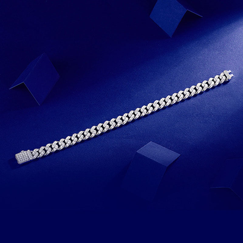 Cuban Hip Hop Moissanite Sterling Silver Bracelet shine of diamond
